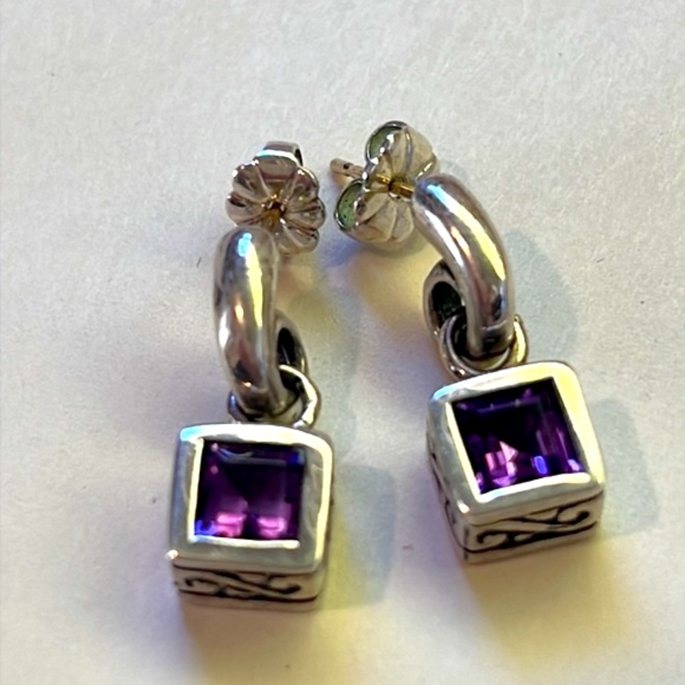 925 Vintage Zina of Beverly Hills Silver and Amethyst earrings